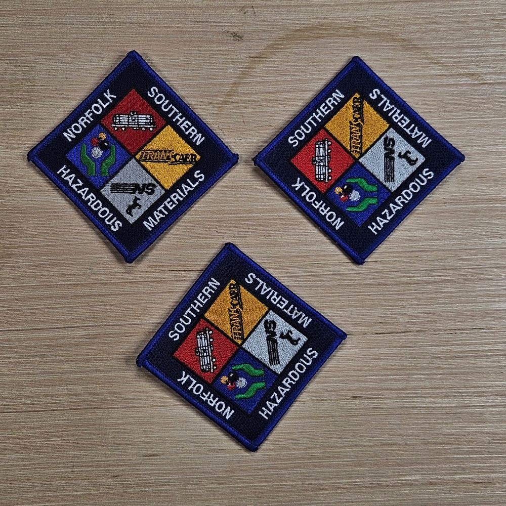 Lot 3 Norfolk Southern Hazardous‎ Materials Patch Blue Embroidered Railroad NEW